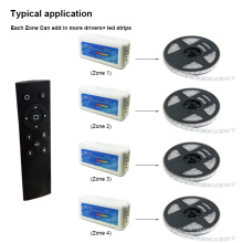 2.4GHZ 4-zona controlada 12V-24V RF sem fio 1 canais controle remoto mini controlador de led 4A * 3CH saída